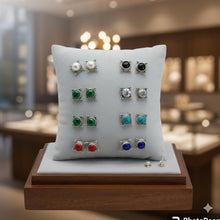 Load image into Gallery viewer, 13mm Semiprecious stone Ear Studs sterling Silver 92.5