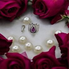 Load image into Gallery viewer, Lotus Stone Screw sterling Silver 92.5 nosepin 11x11mm
