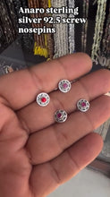 Load image into Gallery viewer, 8mm Stone Screw sterling Silver nosepin