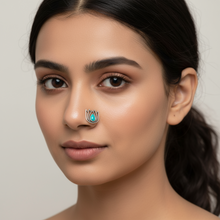 Load image into Gallery viewer, Lotus Stone Screw sterling Silver 92.5 nosepin 11x11mm