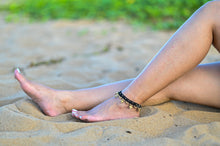 Load image into Gallery viewer, Black Handmade wax Thread Macrame Anklet