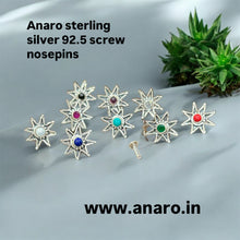Load image into Gallery viewer, Star 13mm Stone Screw sterling Silver nosepin