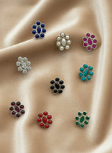 Load image into Gallery viewer, Adrika Handmade eight stone sterling silver 92.5 screw nosepins with semiprecious stones