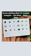 Load image into Gallery viewer, lovely Colorful Zircon Screw sterling Silver 92.5 nosepin