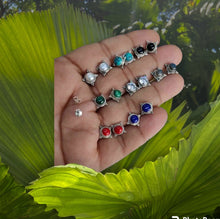 Load image into Gallery viewer, 13mm Semiprecious stone Ear Studs sterling Silver 92.5 ANARO FASHIONS