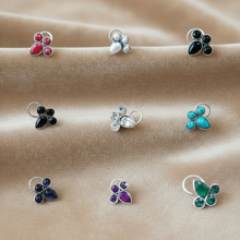 Load image into Gallery viewer, Beautiful four stones wire nosepins with semiprecious stones