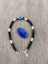 Load image into Gallery viewer, Ladies Sterling silver 92.5 Nazaria Bracelet With Black Spinel and Real pearls ANARO FASHIONS