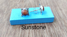 Load image into Gallery viewer, 13mm Semiprecious stone Ear Studs sterling Silver 92.5 ANARO FASHIONS