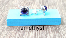 Load image into Gallery viewer, 13mm Semiprecious stone Ear Studs sterling Silver 92.5 ANARO FASHIONS
