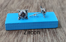 Load image into Gallery viewer, 13mm Semiprecious stone Ear Studs sterling Silver 92.5 ANARO FASHIONS