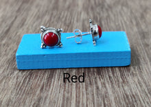 Load image into Gallery viewer, 13mm Semiprecious stone Ear Studs sterling Silver 92.5 ANARO FASHIONS