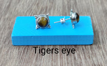 Load image into Gallery viewer, 13mm Semiprecious stone Ear Studs sterling Silver 92.5 ANARO FASHIONS