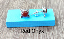 Load image into Gallery viewer, 13mm Semiprecious stone Ear Studs sterling Silver 92.5 ANARO FASHIONS
