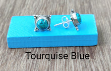 Load image into Gallery viewer, 13mm Semiprecious stone Ear Studs sterling Silver 92.5 ANARO FASHIONS