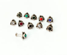 Load image into Gallery viewer, 6mm Triangle Stone Screw sterling Silver nosepin