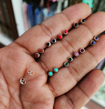 Load image into Gallery viewer, Semiprecious stones Sterling Silver 92.5 Studs for upper piercing / helix piercing ANARO FASHIONS