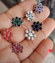 Load image into Gallery viewer, Eight Stone Sterling Silver 92.5 Wire Nosepin with Semiprecious stones ANARO FASHIONS