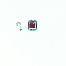 Load image into Gallery viewer, Handmade 6mm square Screw sterling Silver nosepin