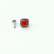 Load image into Gallery viewer, Handmade 6mm square Screw sterling Silver nosepin