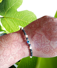 Load image into Gallery viewer, Ladies Sterling silver 92.5 Nazaria Bracelet With Black Spinel and Real pearls ANARO FASHIONS