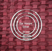 Load image into Gallery viewer, Sterling Silver 92.5 Plain Bali. (20mm, 30mm , 40mm , 50 mm ,65mm, 70mm ,80mm ) ANARO FASHIONS