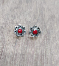 Load image into Gallery viewer, 15mm Sterling Silver Red Studs 92.5 ANARO FASHIONS