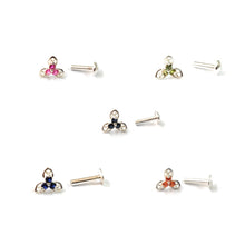 Load image into Gallery viewer, Zircon Screw sterling Silver nosepin