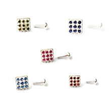 Load image into Gallery viewer, Square Zircon Screw sterling Silver nosepin