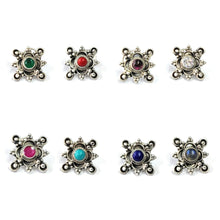 Load image into Gallery viewer, 17mm Sterling Wire Nosepin with semiprecious stones