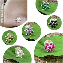 Load image into Gallery viewer, Flower Zircon Screw sterling Silver nosepin