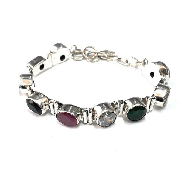 Discover the Enchanting Allure of the Sterling Silver Navratna Bracelet