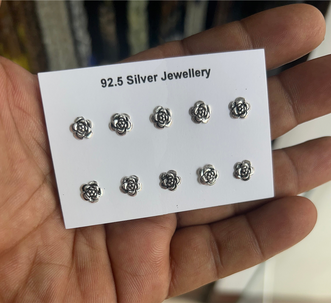 Rose Flower 7mm  Screw sterling Silver 92.5 nosepin