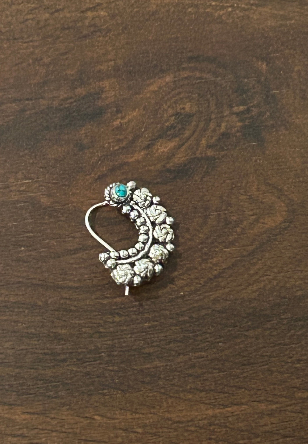 Handmade Nose Nath sterling silver 92.5 with semiprecious stones