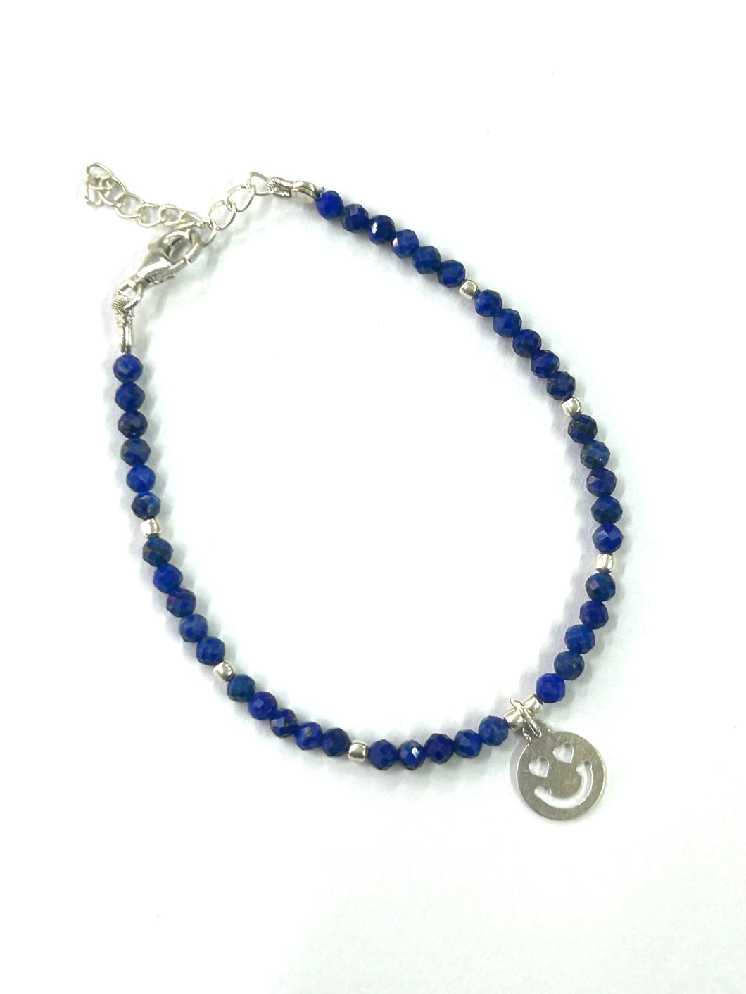 Diamond Cut Lapis Blue Adjustable Silver Sterling Silver 92.5 charms bracelet