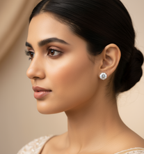 Load image into Gallery viewer, Traditional Marwari high quality White zircon  8mm zircon Screw Sterling Silver 92.5 Studs
