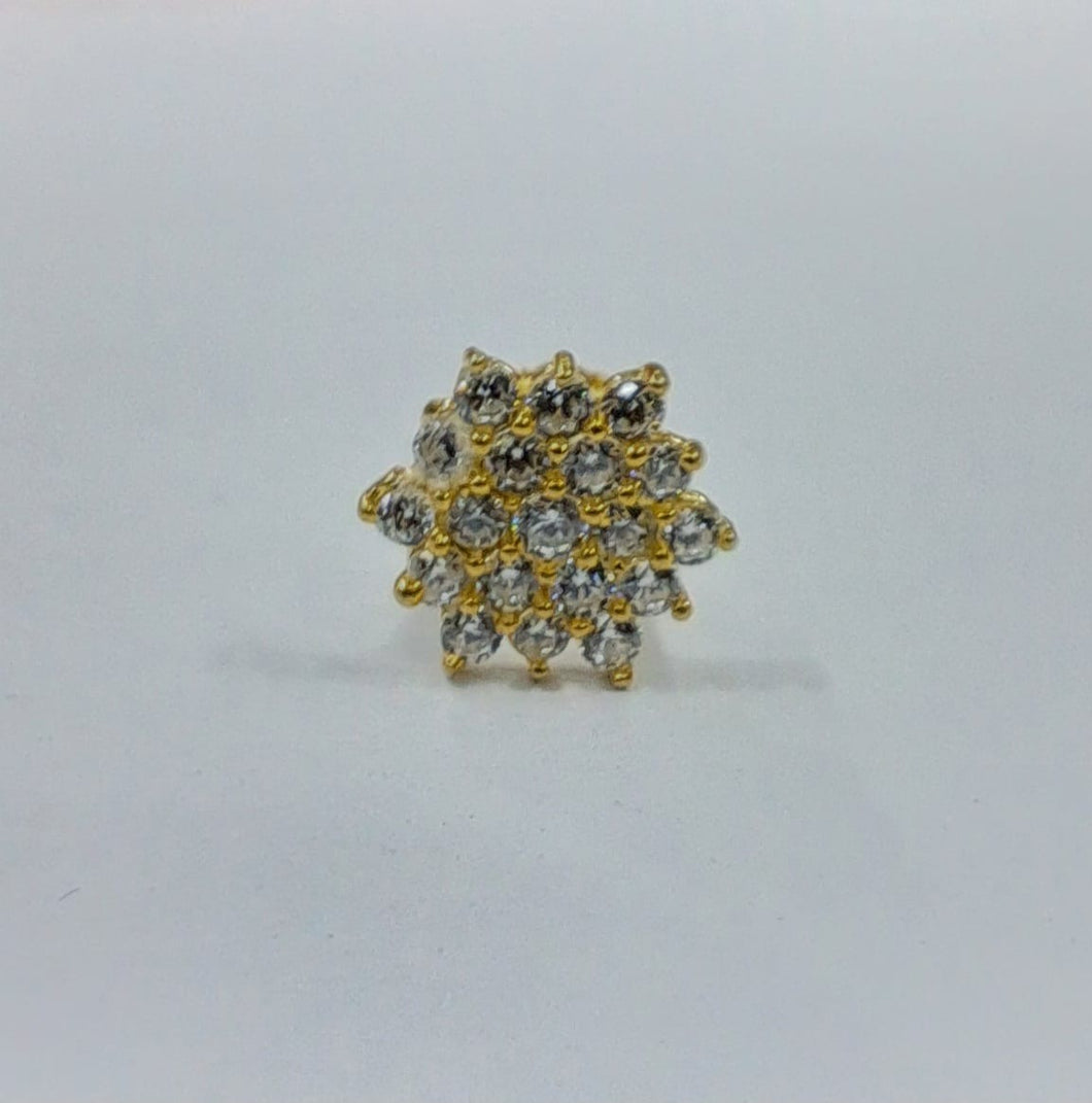 Zircon 24 crt Gold Plated 8mm Screw sterling Silver 92.5 nosepin