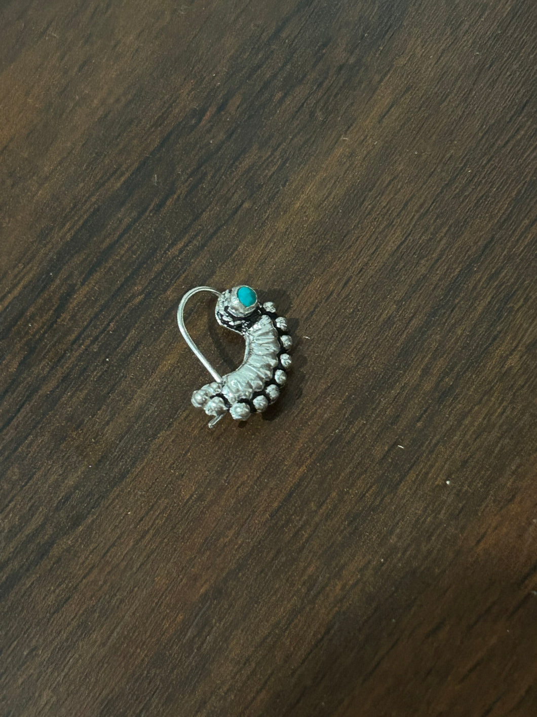Handmade Nose Nath sterling silver 92.5 with semiprecious stones
