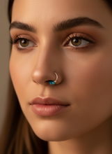 Load image into Gallery viewer, Turquoise Blue 10mm Sterling Silver 92.5 Nosering
