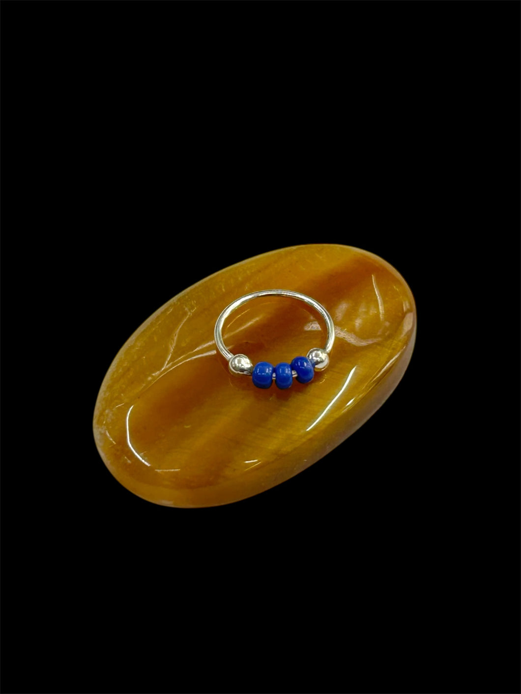 Dark Blue 10mm Sterling Silver 92.5 Nosering