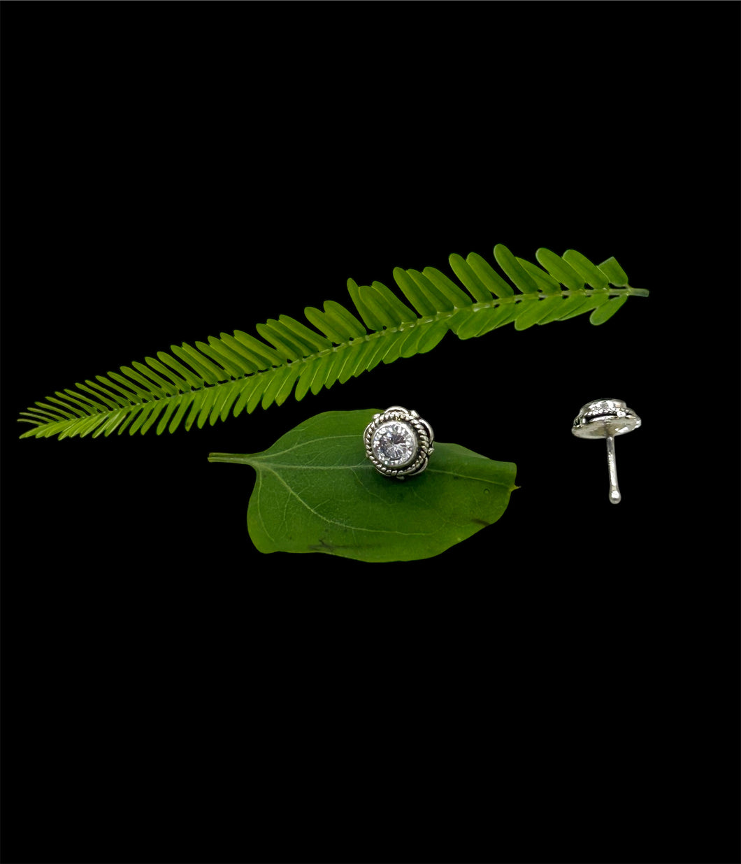Flower Sterling silver 92.5 ballend straight nosepin for Pierced Nose