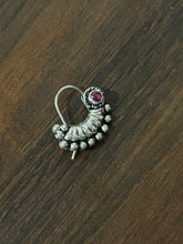 Load image into Gallery viewer, Handmade Nose Nath sterling silver 92.5 with semiprecious stones
