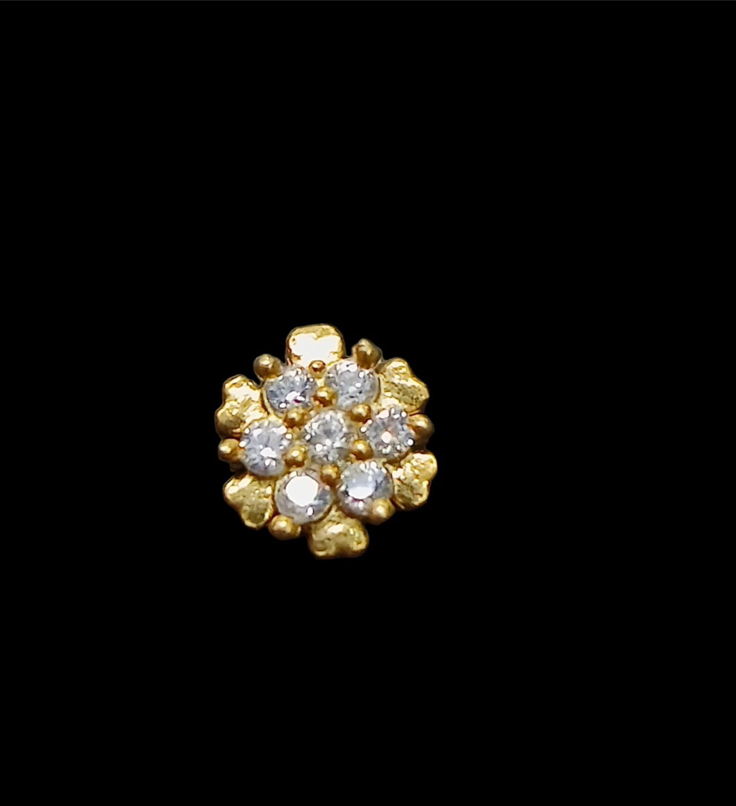 Zircon 24 crt Gold Plated 6mm Screw sterling Silver 92.5 nosepin