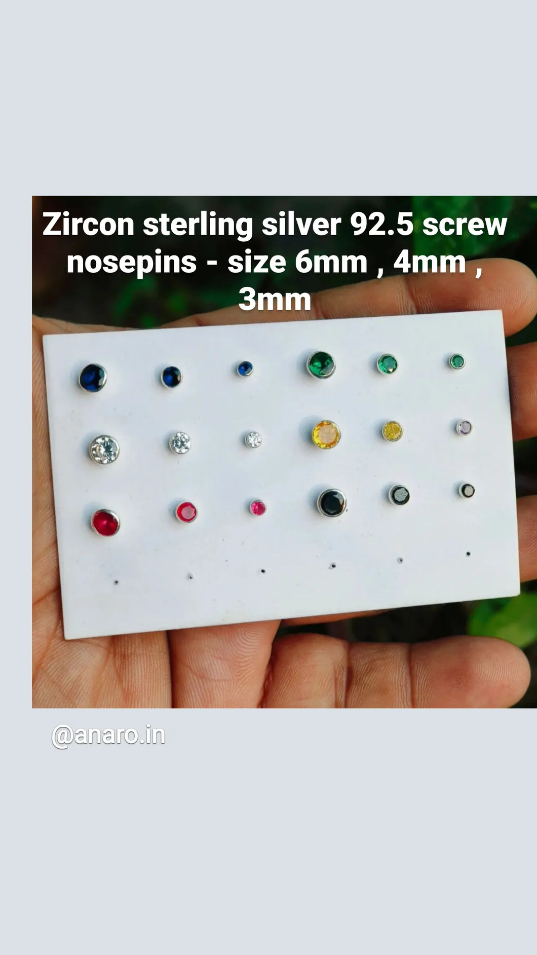 lovely Colorful Zircon Screw sterling Silver 92.5 nosepin