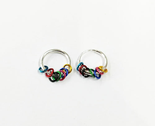 Colorful 10 mm Sterling Silver 92.5 Bali for ears. ANARO FASHIONS