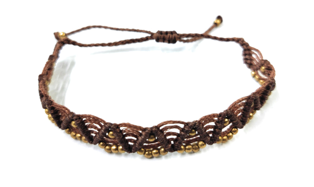 Brown Handmade wax Thread Macrame Anklet ANARO FASHIONS