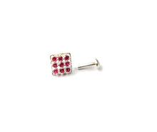 Load image into Gallery viewer, Square Zircon Screw sterling Silver nosepin
