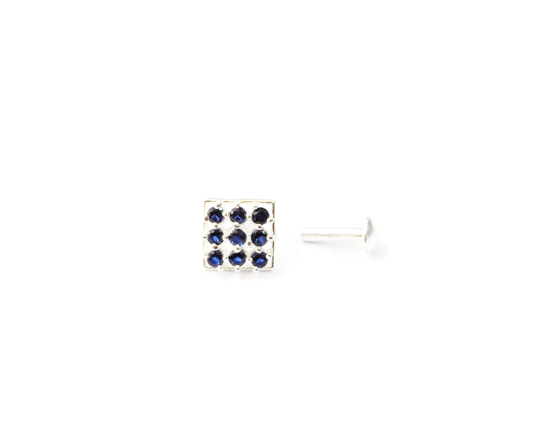 Square Zircon Screw sterling Silver nosepin