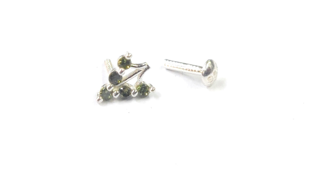 Triangular Zircon Screw sterling Silver nosepin