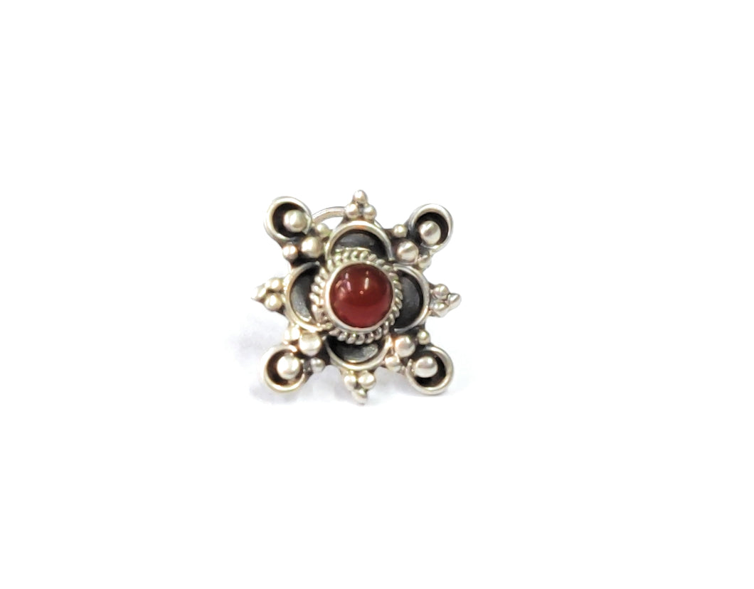 17mm Sterling Wire Nosepin with semiprecious stones