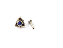 Load image into Gallery viewer, 6mm Triangle Stone Screw sterling Silver nosepin
